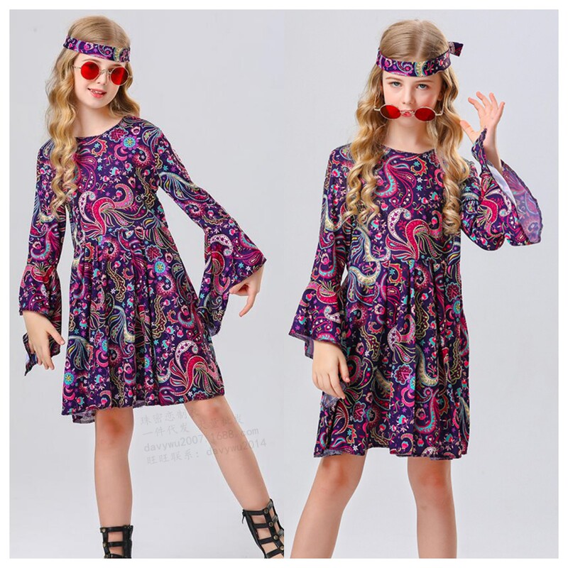 New Halloween Children's Day Carnival Performance Rock Female Performance Adult Children Concert Hippie Costume