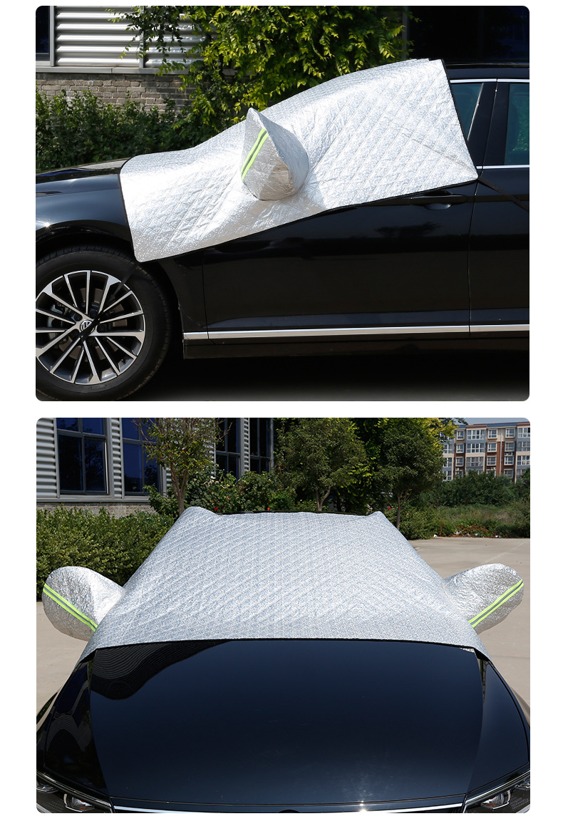 Car Half-Cover Thickened Sunshade, Front Windshield Sunshade, Dustproof and Leaf-Proof Car Half-Cover Set