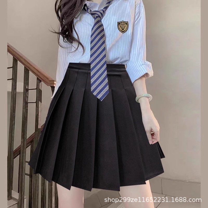 学院风jk制服套装条纹衬衫女春秋2025新款长袖衬衣设计感小众上衣|undefined