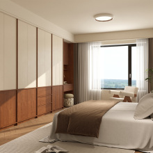 胡桃木奶油复古风衣柜骨骼线收纳柜落地式组合柜实木欧松板衣橱