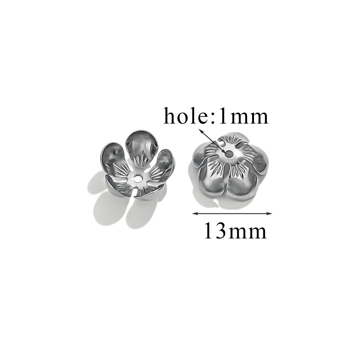 Petal de acero inoxidable sombrero de perlas 18K vacío chapado DIY collar pulsera joyería para hacer junta sombrero de perlas