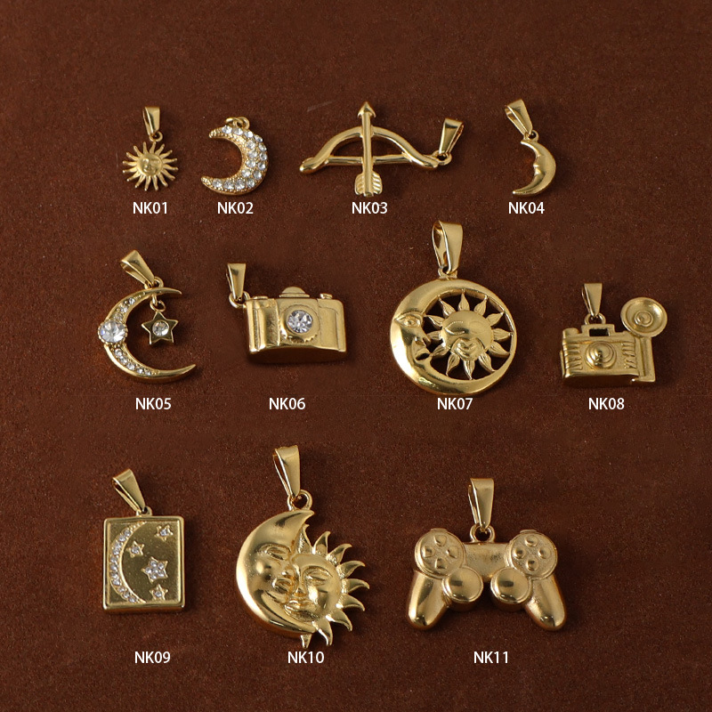 4g Weight Pendant Jewelry Making Type 14.1*11.2mm, 18.8*13mm Jewelry Making Size Real Gold Plated Plating Material DIY Jewelry Accessories Classification 1 Piece Quantity 304 Stainless Steel, 316 Stainless Steel Material Sun, Moon Pattern Retro, Simple Style Style Waterproof Non Tarnish Craft 1 Piece 14.1*11.2mm 18.8*13mm 304 Stainless Steel 316 Stainless Steel Real Gold Plated Sun Moon Pendant DIY Jewelry Accessories 无