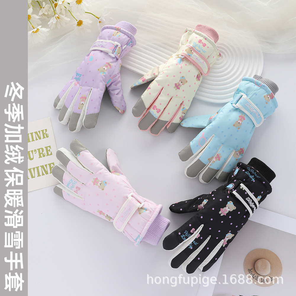 Guantes de esquí de invierno para mujeres, guantes impermeables a prueba de viento, guantes de calor para montar al aire libre