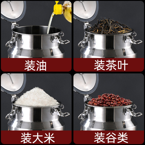 304 stainless steel sealed rice barrel insect-proof and moisture-proof household thickened tea flour rice tank 20 50 catties grain storage tank