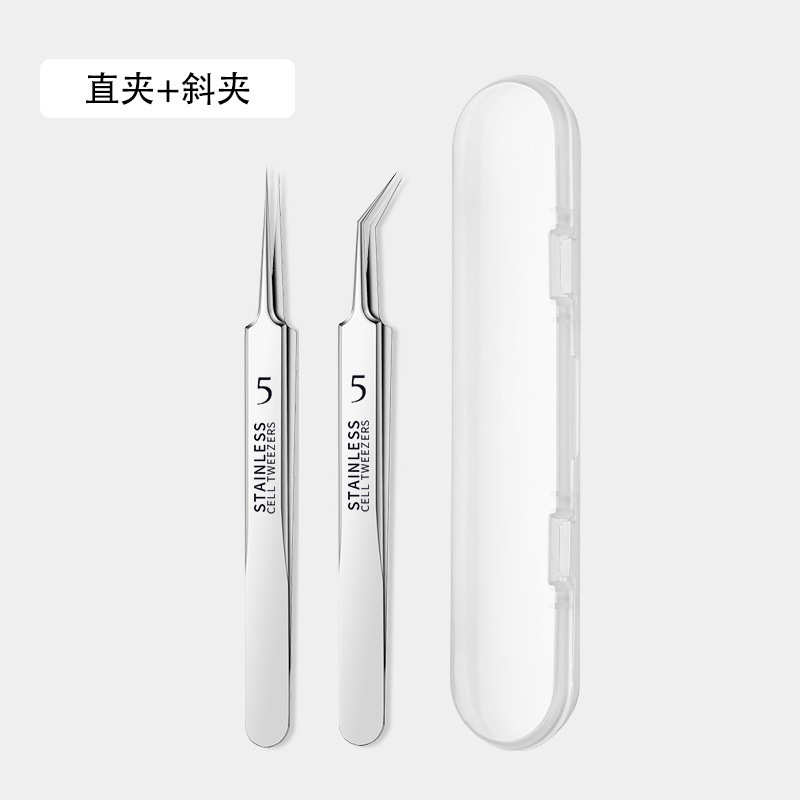 家用去黑头细胞夹子镊子粉刺针全套 美容专业不锈钢粉刺针4件套装|undefined
