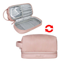 布朗尼吐司口红化妆包定制 揉皱电绣干湿分离仓洗漱包 旅行收纳包