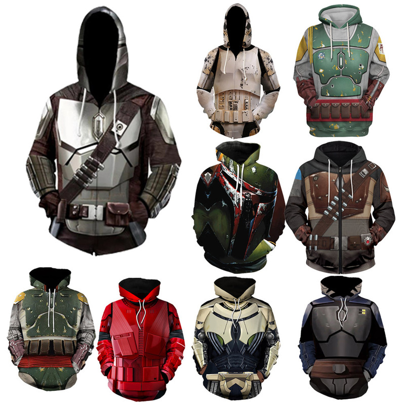 New Star Wars Mandalorian Bounty Hunter cosplay Men and Women 3D Print Zipper Sweatshirt Hoodie