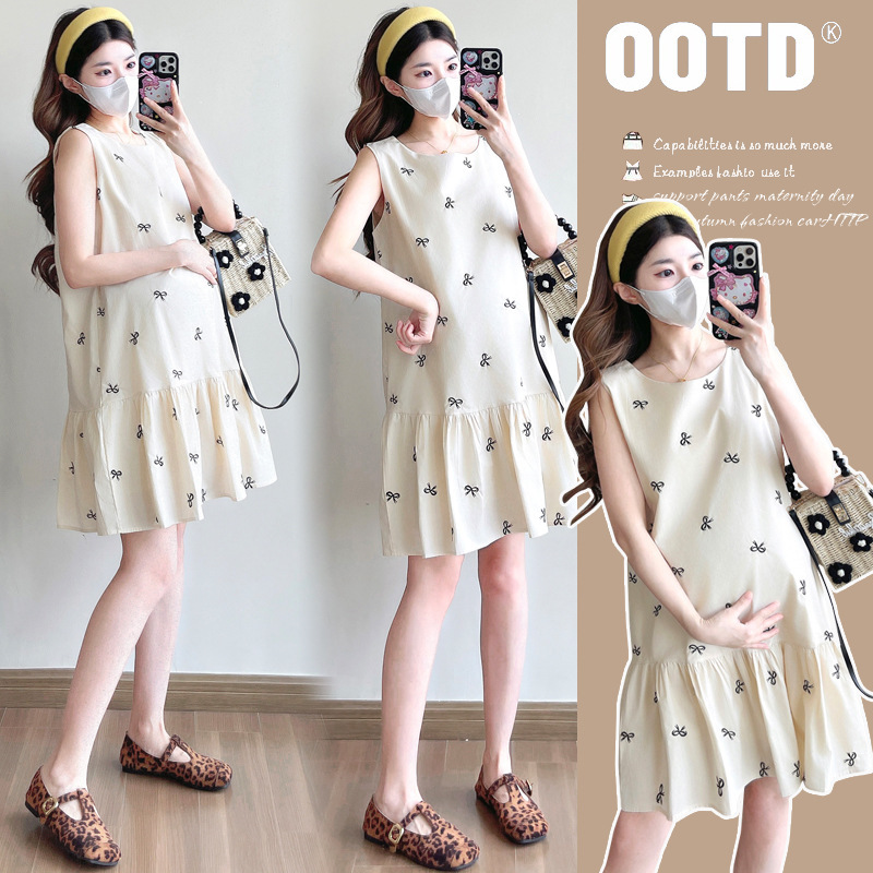 French-Style Maternity Dress for Trendy Moms, New Summer Sleeveless Tank Dress, Summer Dress for Women, Short Dress for Pregnant Women