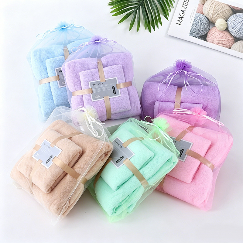 Toallas de baño de alta densidad al por mayor toallas de color puro toallas de baño para niños y niñas engrosadas dos conjuntos de regalos de actividad de explosión transfronteriza