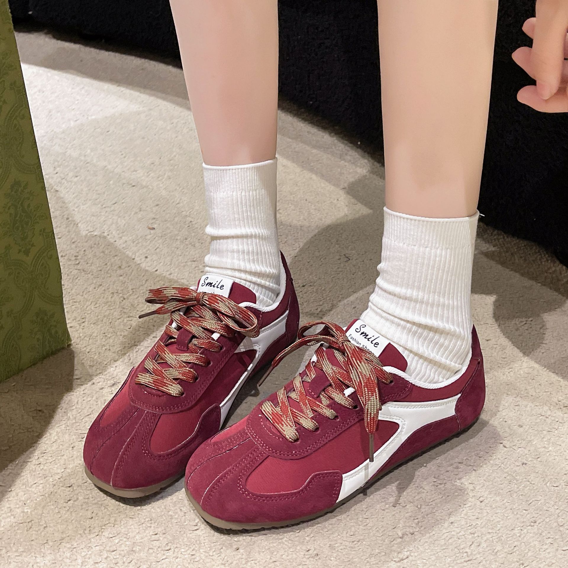 Grava madre estudiolee estilo retro contraste redondo cuadrado estilo casual agon de entrenamiento skate zapatos para mujeres nuevas