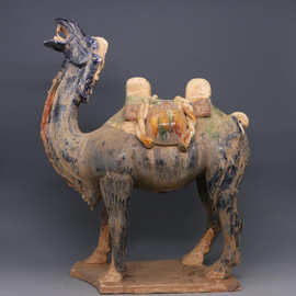 唐三彩骆驼陶瓷雕塑摆件老物件杂项古董古玩旧货仿出土瓷器收藏品