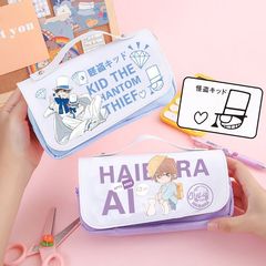 Conan's Kiddo and Aoko Gray student pencil bag stationery box pencil bag for primary and secondary schools large capacity canvas 