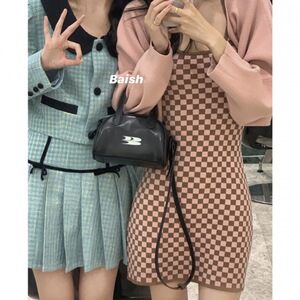 2021新款秋韩版时髦精上线啦谁穿谁是辣妹棋盘格裙两件套一件代发
