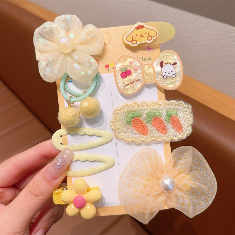 Malla infantil arco flor horquilla linda chica jalea color dibujos animados horquilla flequillos lado pelo roto bb clip