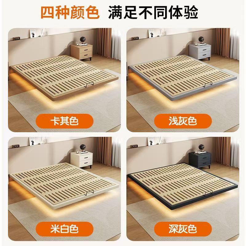 实木榉木白蜡骨架床头榻榻米齐边简约全实悬浮木床卧室现代小户型|undefined