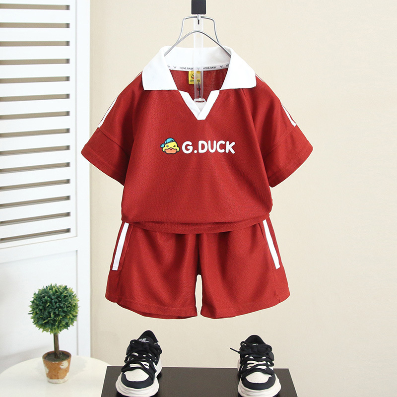 5560 Little Yellow Duck Ropa para niños Conjunto de polos de verano para niños 2025 Nuevos niños Bebé Verano Moda Manga corta