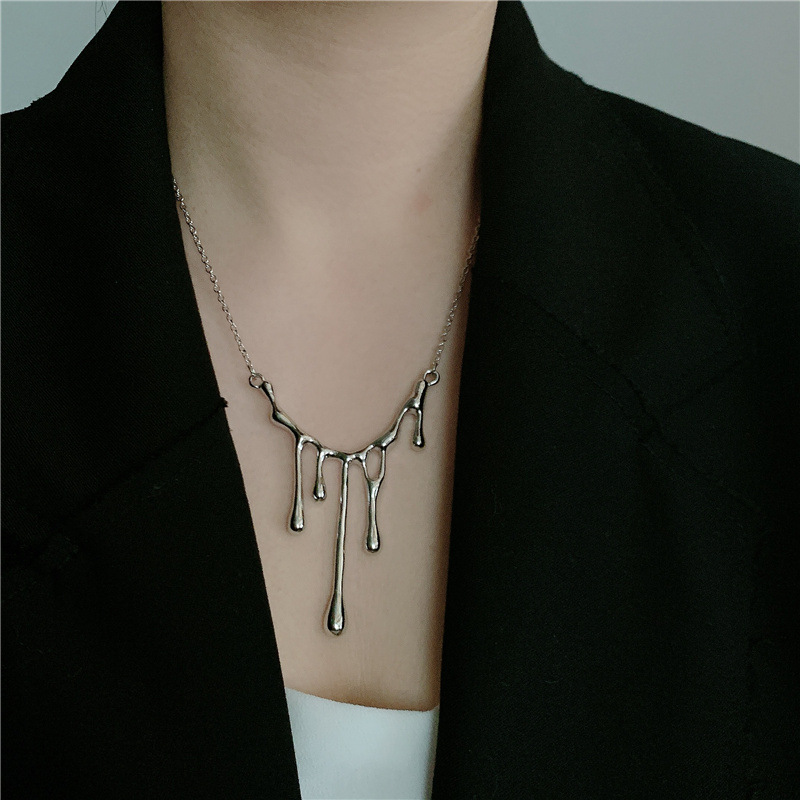 fashion new fashion irregular drop wax lava metal chain necklacepicture2