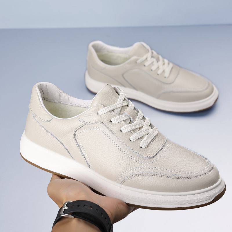 Piel de vaca de primera capa 2024 invierno nuevos zapatos casuales para hombres cuero más zapatos de algodón de terciopelo zapatos de cuero cálidos para hombres zapatos para hombres