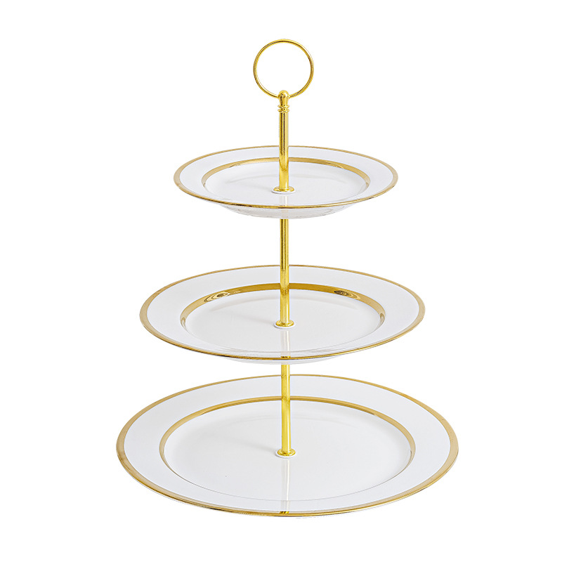 Plato de fruta de tres capas mesa de café de la sala de estar hogar plato de caramelo Pantalla de recepción merienda plato de postre de té de la tarde plato de postre