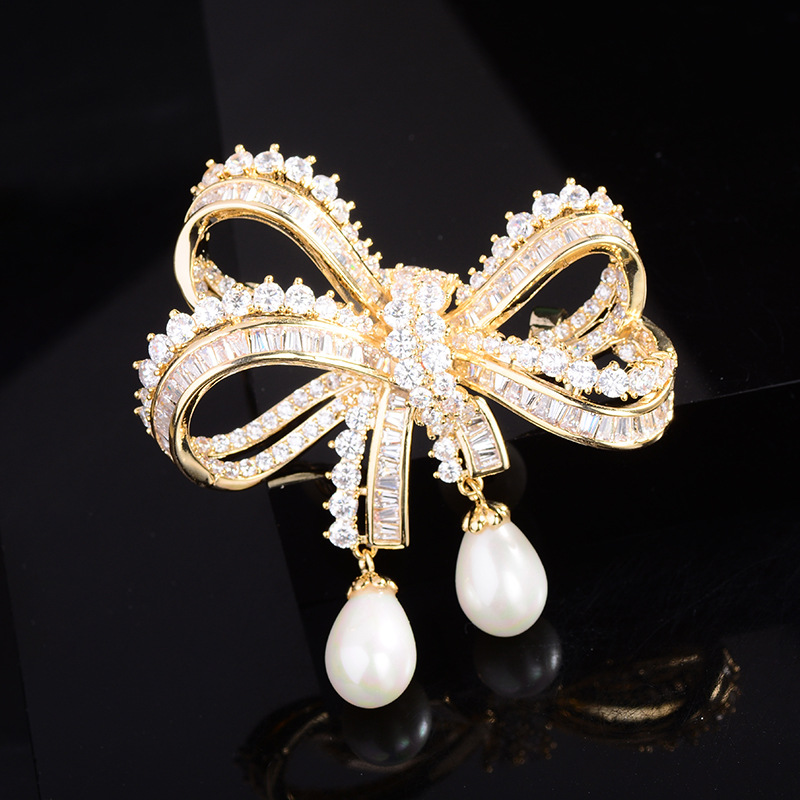 Luxuriöse Brosche Mit Schleife Und Perle Für Damen_voghion.com