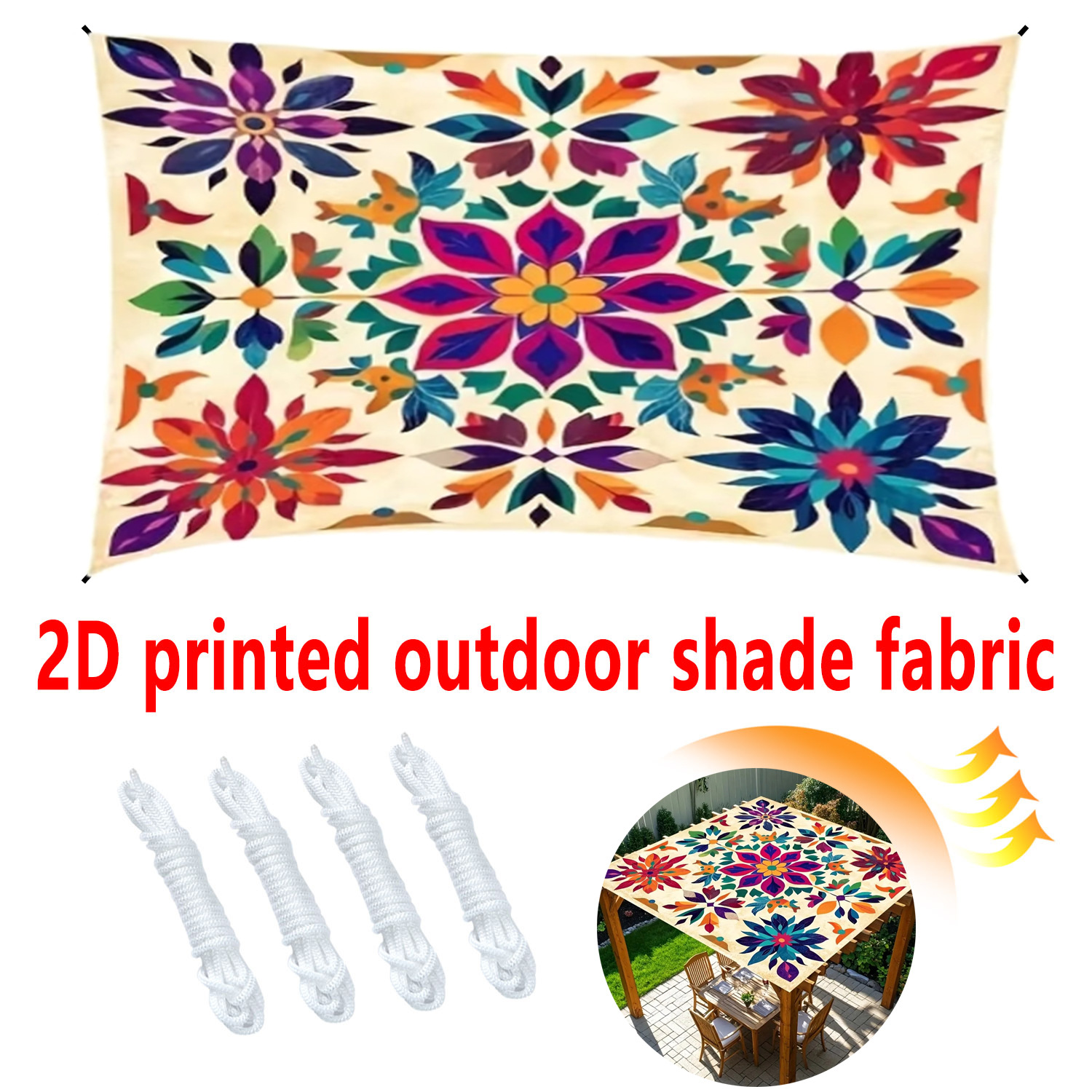 Cross-Border Jit Bohemian Mandala Floral Gradient Color Outdoor Sunshade Curtain Sunshade Cloth Canopy Factory Direct Sale