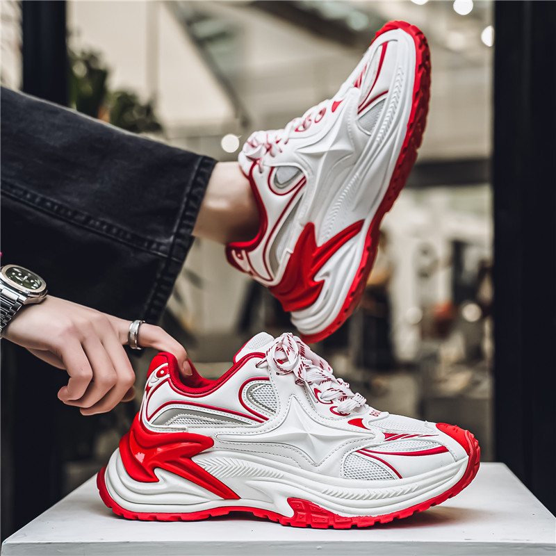 Primavera nueva moda de zapatos de hombre de moda ins suela gruesa zapatos deportivos de nicho coreano zapatos de red de altura