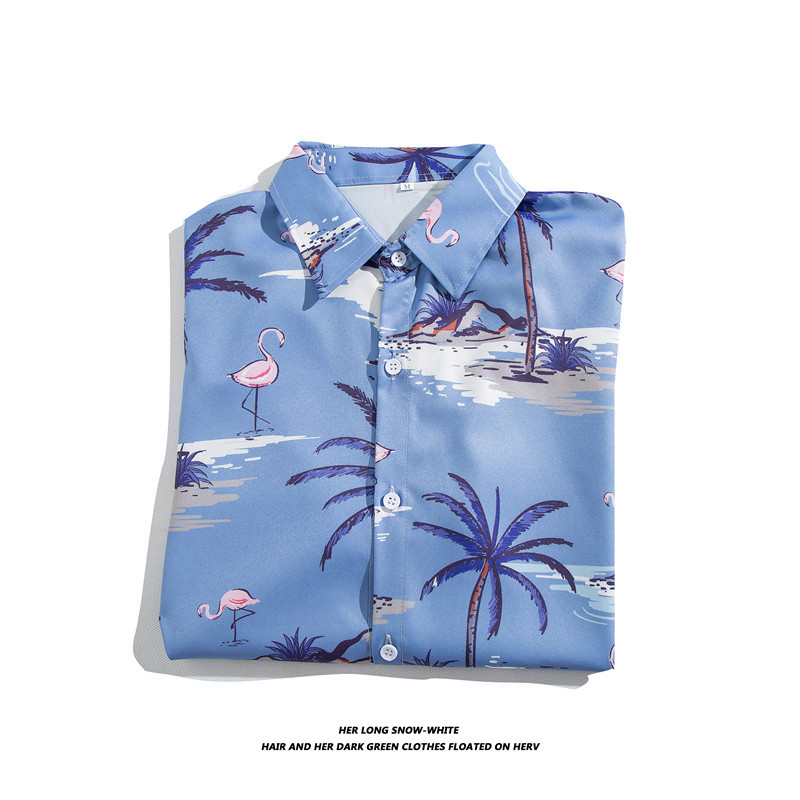 Chemise hawaïenne à manches courtes et col rabattu pour homme, coupe ample, style décontracté, idéale pour la plage_voghion.com