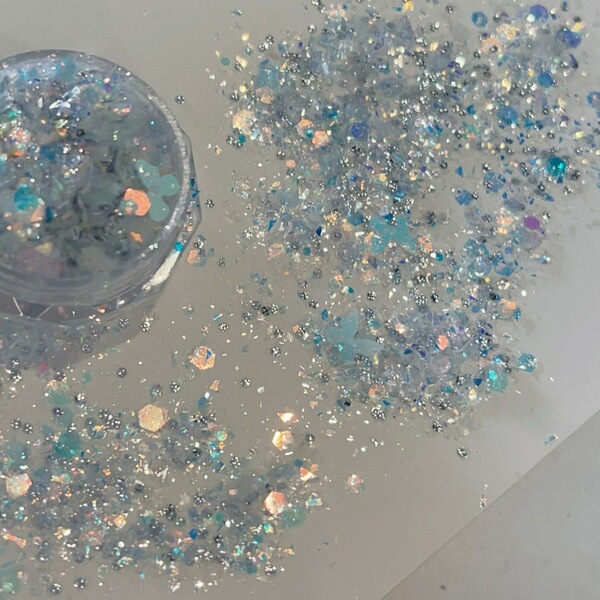 Golden mixed nail sequins for manicure