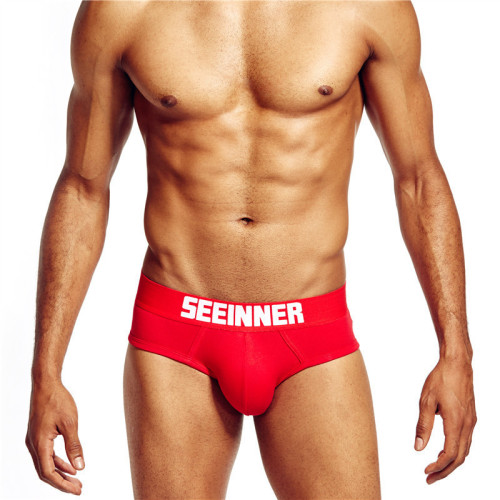 SEEINNER/SEEINNER men's low-waist sexy solid color pants pure white trendy U-convex breathable briefs