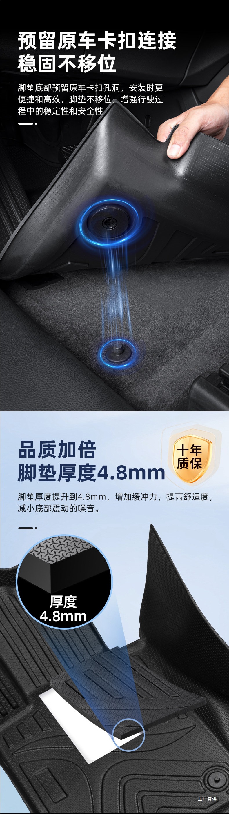 Five Blessings Golden Bull Full Surround Tpe Car Floor Mats for Audi A6L, Tesla, Byd, Envision, Peihui