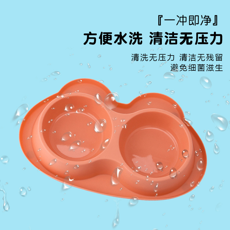 Cartoon acero inoxidable para perros tazón para mascotas doble tazón en una cuenca para perros anti-volcar tazón de alimentación de agua para perros tazón de alimentación lenta