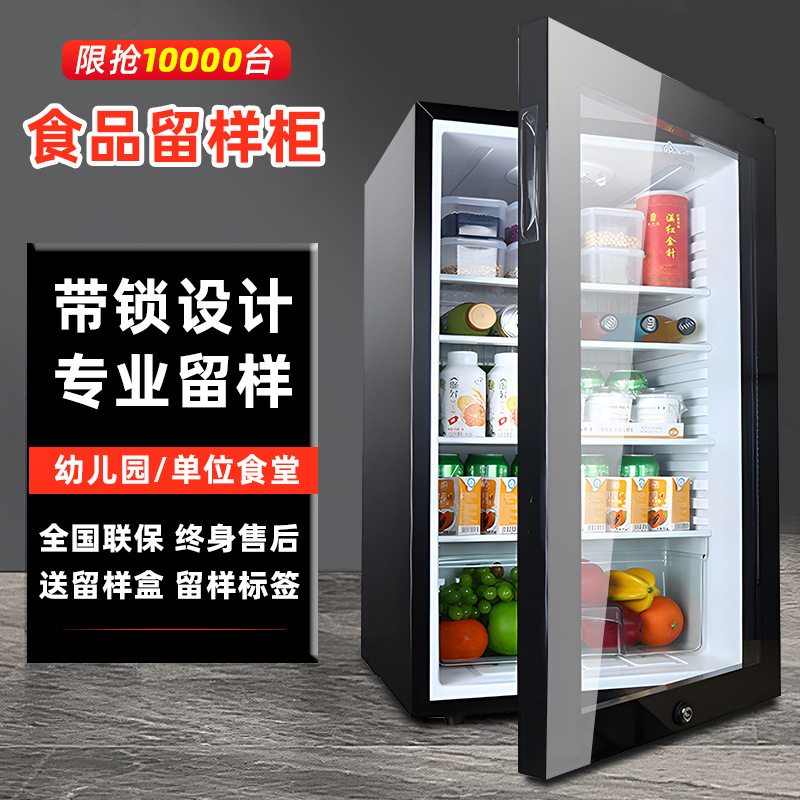 幼儿园食品留样柜饮料冷柜小冰箱小型家用商用冷藏保鲜展示柜带锁
