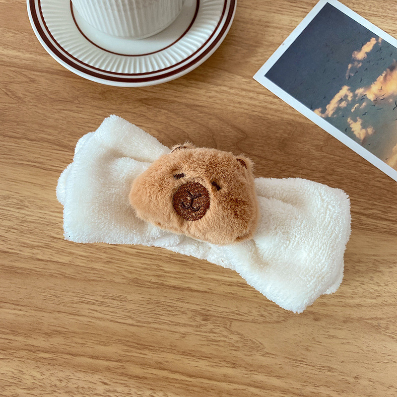 Otoño y invierno dibujos animados peluche lavar la cara cinturón de cabello máscara de mujer lavar la cara cinturón de cabello impermeable estereoscópico impermeable adornamientos de cabello al por mayor