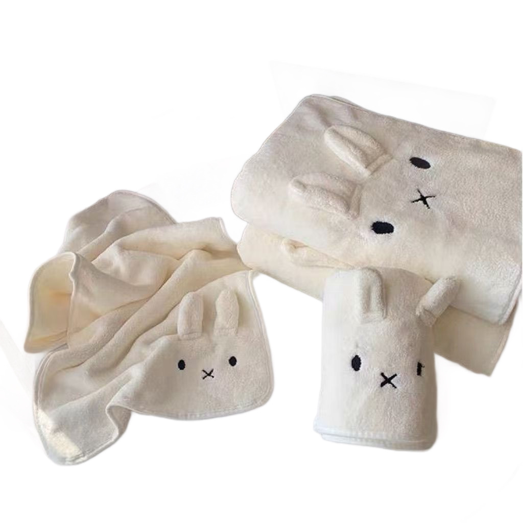 Miffy conejo toalla de baño de coral, toalla de baño de lana, toalla de baño de absorción de agua, toalla de baño de cabello dulce, toalla de baño de la cara doméstica