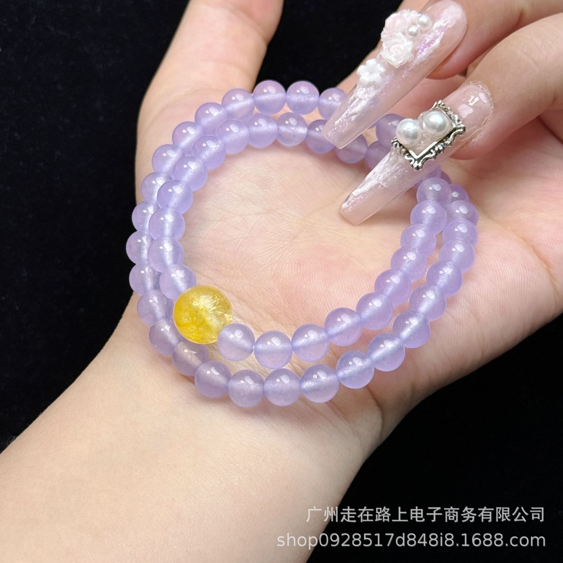 고급스러운 보라색 칼세도니 더블 서클 옐로우 워터 모델(6mm)