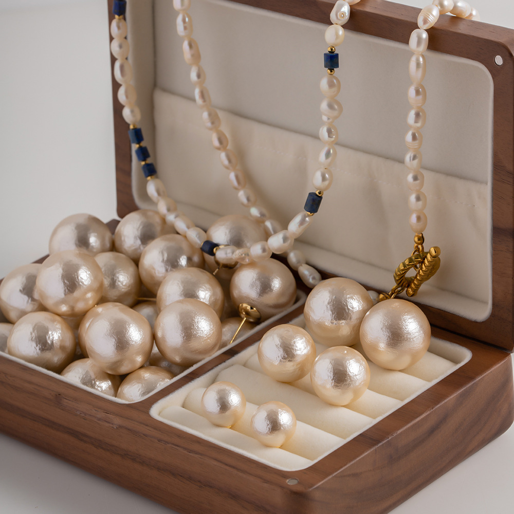 Retro Geometric Imitation Pearl Brass Womenu0027S Ear Studs 1 Pair