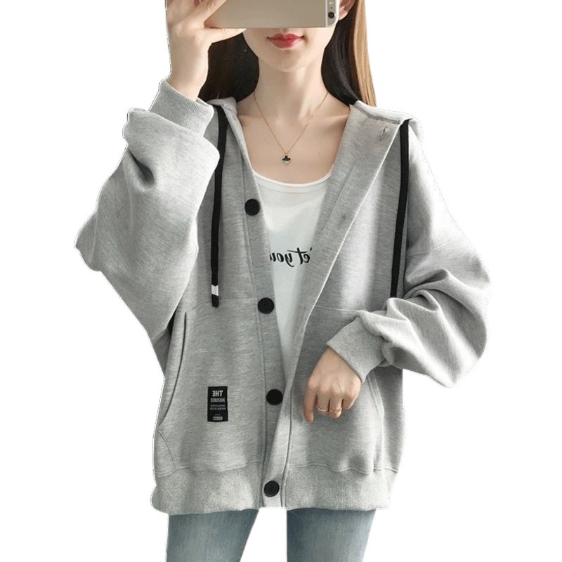 (2개) 여자 후드 스웨터 코트 여자 2024 새로운 한국 느슨한 서양식 인터넷 연예인 패션 카디건 탑
