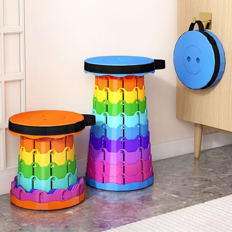 Taburete plegable de plástico portátil ajustable taburete telescópico plegable taburete arco iris taburete plegable taburete hogar taburete plegable image 3