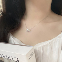 S925纯银圆形锆石珍珠项链女小众设计气质锁骨链轻奢高级感项饰