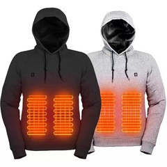 冬フード付き発熱スウェット発熱服メンズUSB加熱スウェット保温アウトドアカジュアル服電気加熱