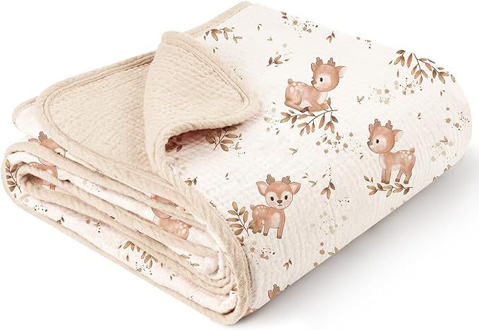 Manta de bebé de algodón de Amazon, edredón de bolsa suave y ligero, manta para padres, manta de siesta, manta de flores rosadas, venta al por mayor