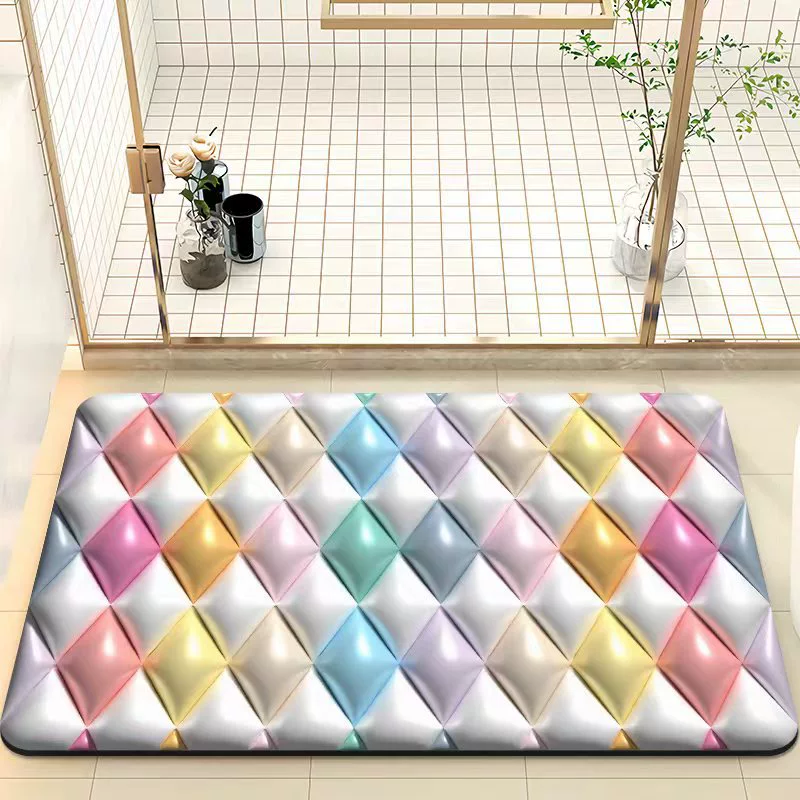 Мультяшная Bath Mat, 3D Face Blush Crystal Velvet, впитывающая влагу, разные размеры