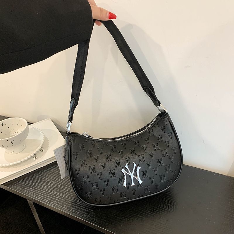 Bolso de brazo coreano MLB 2025, nuevo bolso de mano, letras impresas NY, moda versátil, bolso de hombro.