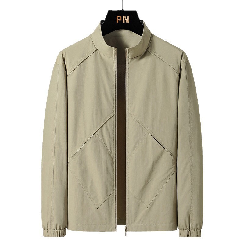 Chaqueta de trabajo transfronteriza, chaqueta de cuello vertical para hombres, primavera y otoño, ropa delgada, ropa de otoño juvenil, tamaño extra