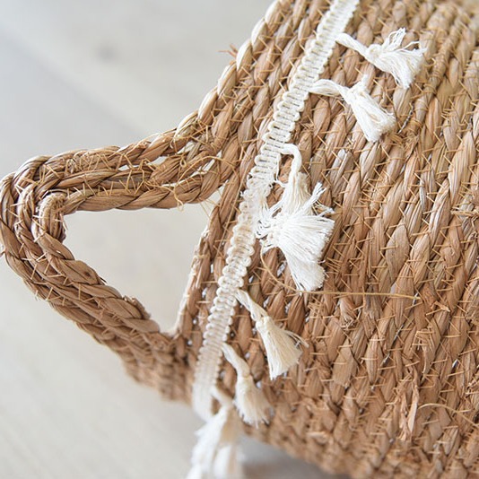 Vina nórdica trenzada de paja trenzada cesta trenzada de maceta trenzada cesta trenzada de bolsa trenzada de bambú trenzada a mano