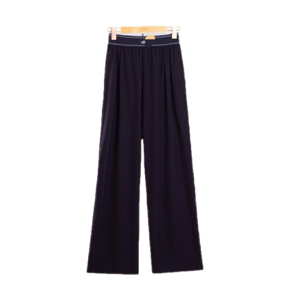 A10 pantalones de piernas largas de tejido rectas casuales cinturón elástico suelto deportivo femenino muestra piernas largas en stock image 5