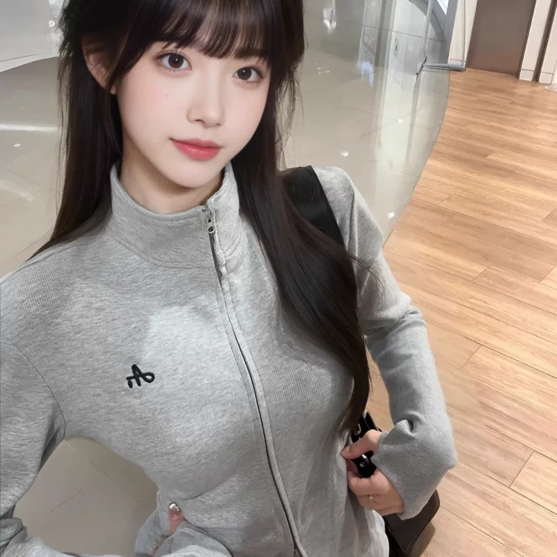 Fitted thin long-sleeve with zipper, 350 gram
