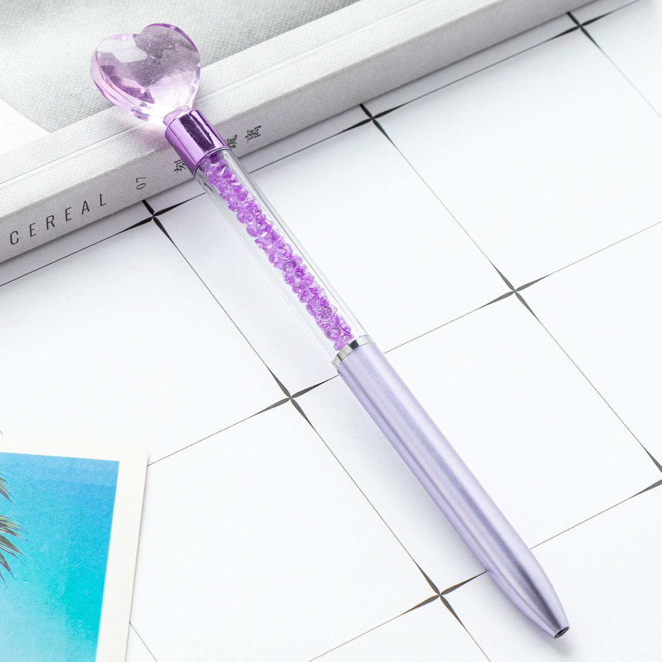 Bolígrafo de plástico de nuevo estilo al por mayor logotipo imprimible bolígrafo de cristal de amor creativo bolígrafo de regalo publicitario promocional del hotel