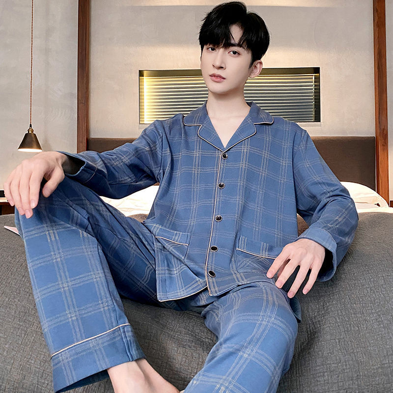Pijamas de los hombres Primavera y Otoño Invierno 100% algodón de manga larga pantalones delgados más tamaño desgaste de alto nivel de los hombres de verano ropa de casa
