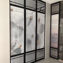 新中式玄关屏风隔断实木花格客厅入户格栅酒店餐厅中古风门窗木雕